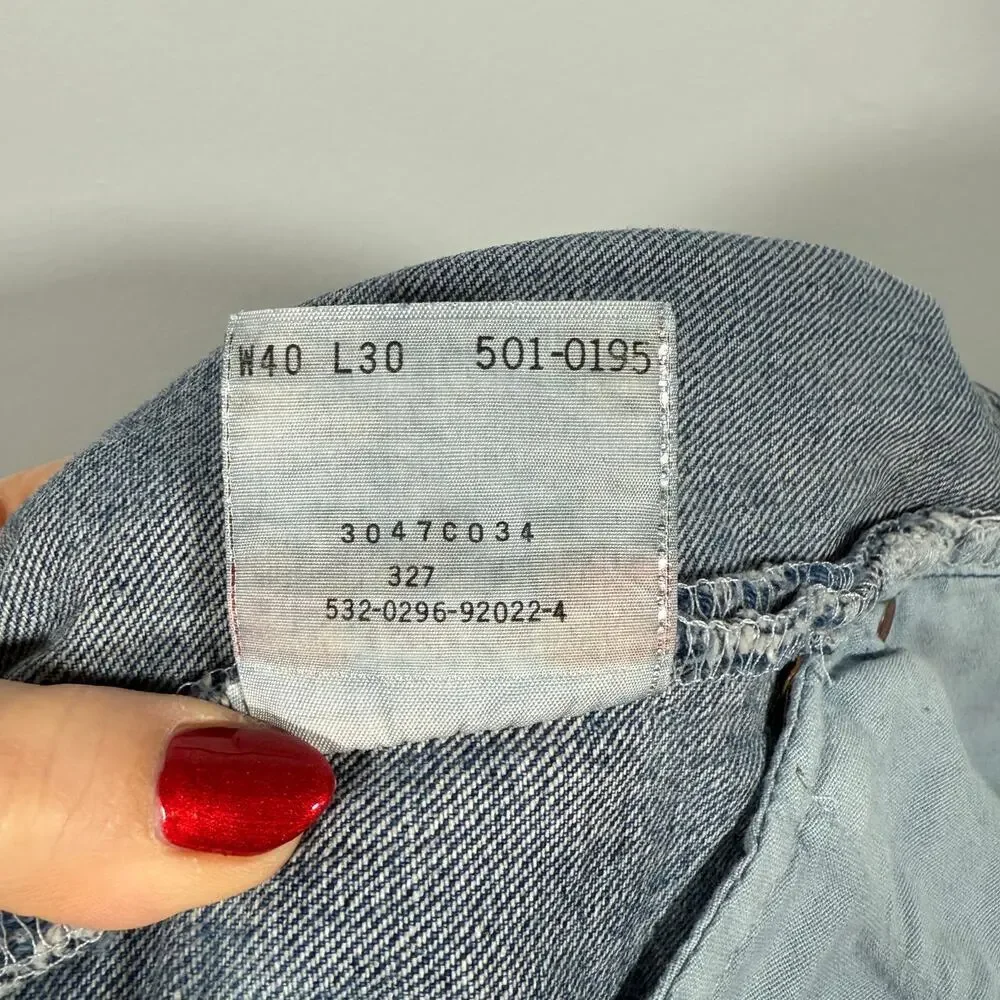 Levi’s 501 VTG 40x30 90s USA Rigid Cotton Denim Button Fly Measured 38x30